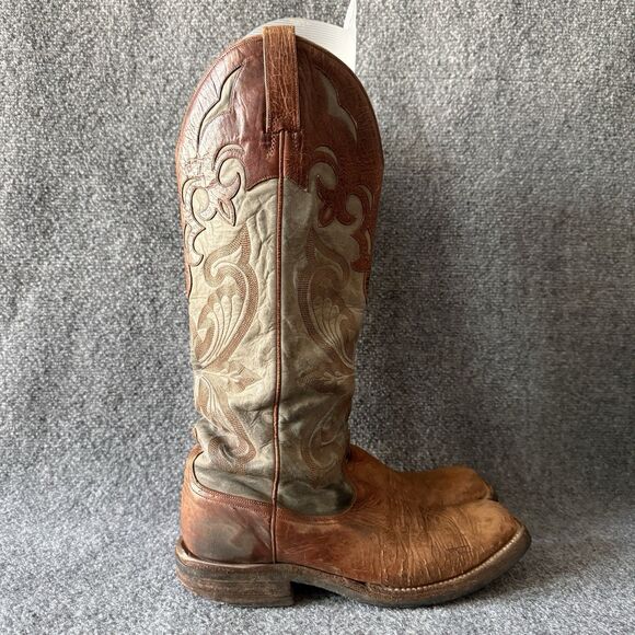 VTG Jurassic Ranch Distressed Genuine Leather Buckaroo Cowboy Boots Western 9.5D main image 4